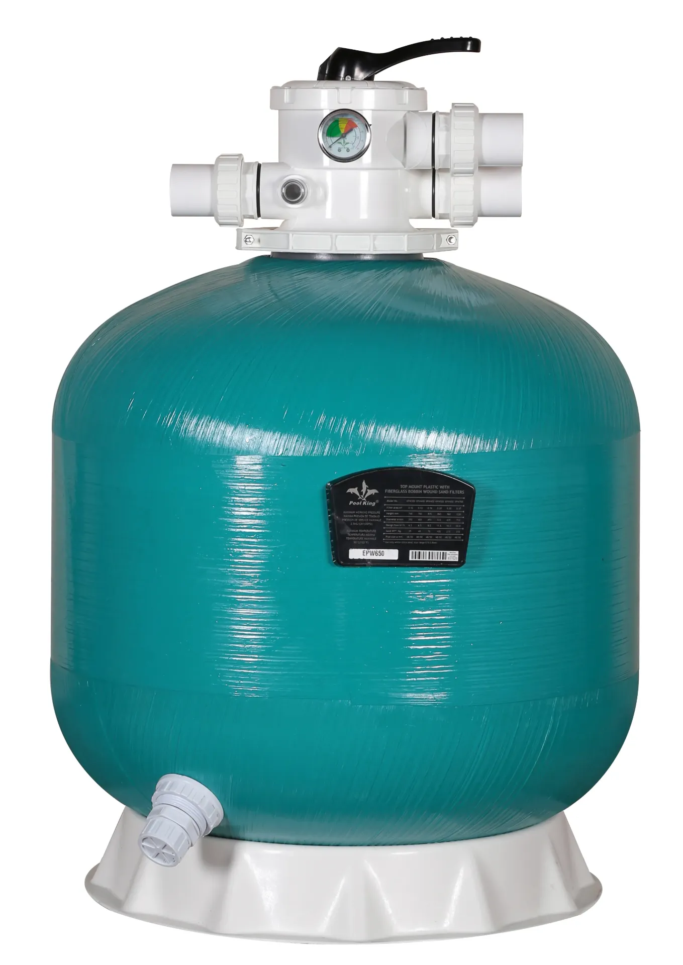 Polyester zandfilter gewikkeld met topmount 6-wegkraan