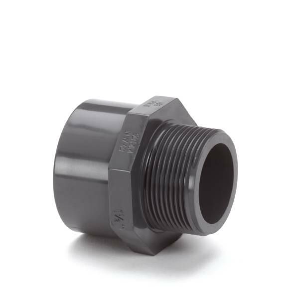 PVC verloop 3/8" x 1/2" buitendraad / binnendraad